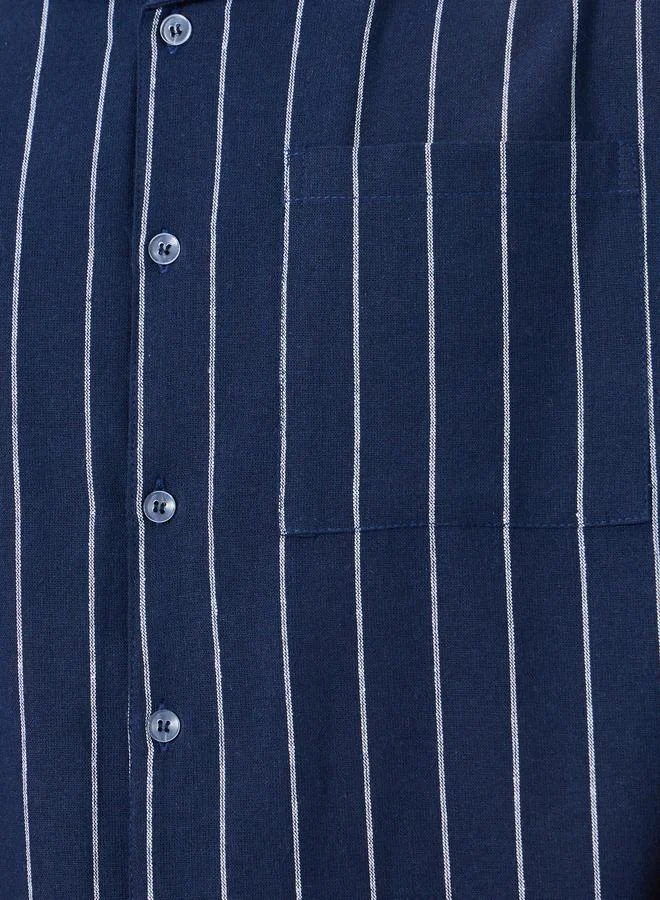 Styli  Men Striped Buttoned Shirt and Pyjama Set for Men | Best Price UAE